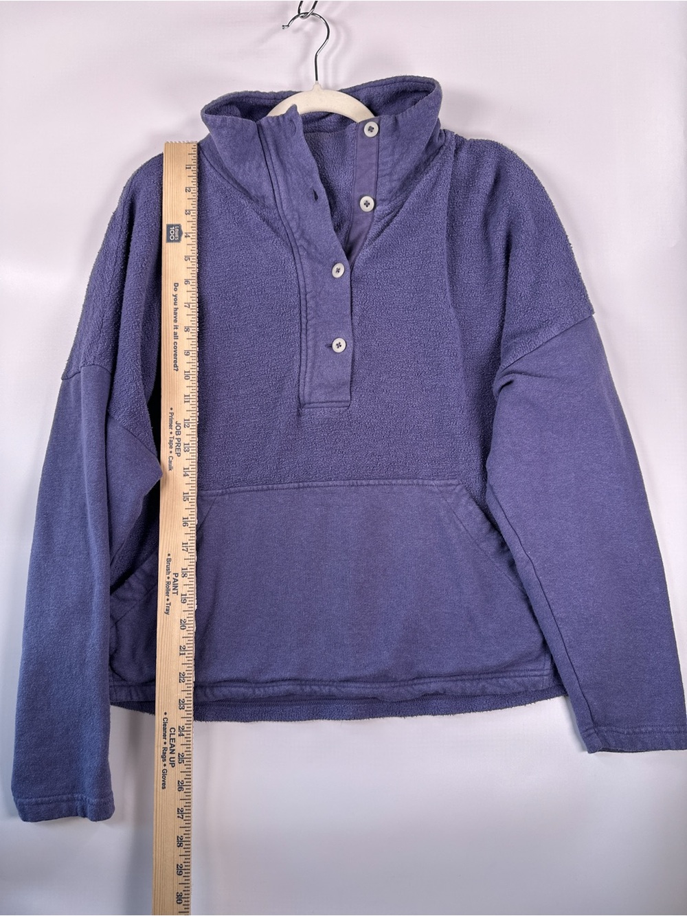 REI Co-op Button Front Terry Pullover Hemp Cotton Purple Large - Picture 9 of 11